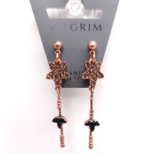 Pilgrim Rose Gold Swarovski Star Drop Earrings